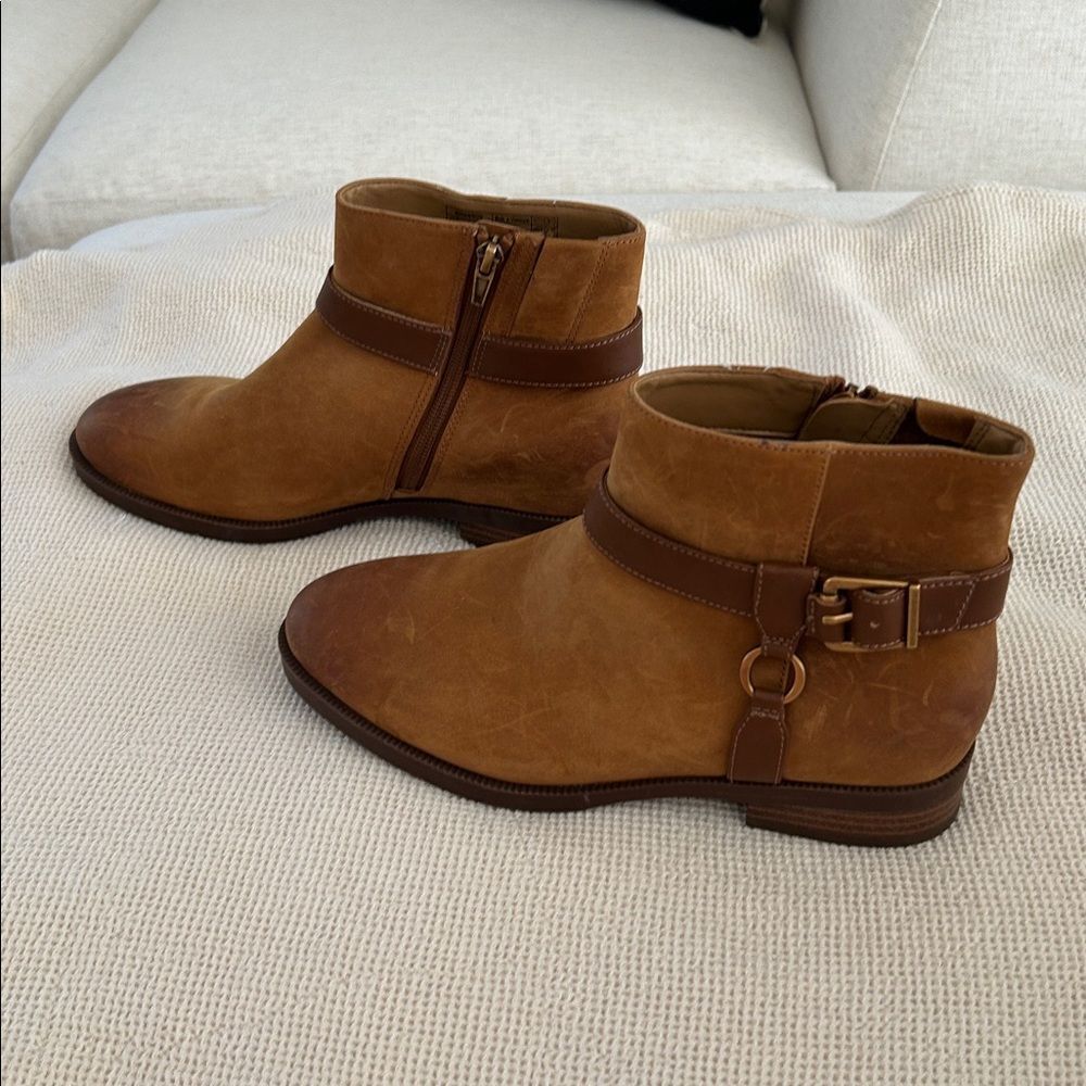 Vionic Rhiannon Equestrian Ankle Boot,Cognac Nubuck Leather Buckle,Size 7.5 NWOT